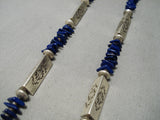 Superior Vintage Native American Navajo Sterling Silver Tubule Lapis Necklace Old-Nativo Arts