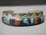 Native American Intricate!! Vintage Benny Zuni Turquoise Sugulite Sterling Silver Bracelet-Nativo Arts