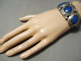 One Of The Best Vintage Native American Navajo Lapis Sterling Silver Bracelet Old-Nativo Arts