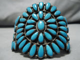 Quality Vintage Native American Navajo Teardrop Turquoise Sterling Silver American Bracelet-Nativo Arts