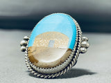 Calvin Desson Signed Fantastic Native American Navajo Turquoise Sterling Silver Ring-Nativo Arts