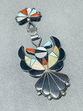 Superior Vintage Native American Zuni Turquoise Sterling Silver Pin/ Pendant-Nativo Arts