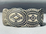 Detailed Concho Vintage Native American Navajo Sterling Silver Stamped Bracelet-Nativo Arts