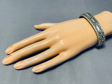Important Ray Adakai Thick Vintage Native American Navajo Sterling Silver Bracelet-Nativo Arts