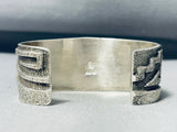 Intriguing Native American Navajo Sterling Silver Geometric Rug Bracelet-Nativo Arts