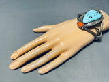 Rare Mine Vintage Native American Navajo Gilber Turquoise Sterling Silver Bracelet-Nativo Arts