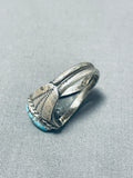 Fabulous Vintage Native American Navajo #8 Mine Turquoise Sterling Silver Ring-Nativo Arts