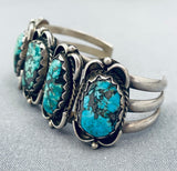 Amazing Vintage Native American Navajo Pilot Mountain Turquoise Sterling Silver Bracelet-Nativo Arts