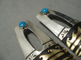 Authentic Vintage Native American Navajo Thomas Singer Turquoise Sterling Silver Earrings-Nativo Arts