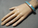Dramatic Vintage Native American Zuni Turquoise Sterling Silver Bracelet Old-Nativo Arts