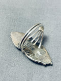 Striking Vintage Native American Navajo 2 Morenci Turquoise Sterling Silver Ring-Nativo Arts
