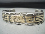 Fabulous Vintage Native American Navajo Sterling Silver And 14k Gold Bracelet-Nativo Arts