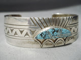 Rare Turquoise Vintage Native American Navajo Sterling Silver Bracelet Cuff Jewelry-Nativo Arts