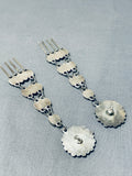 Quad Tier Vintage Native American Navajo Turquoise Chandelier Sterling Silver Earrings-Nativo Arts