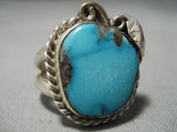Amazing Vintage Native American Navajo Bisbee Turquoise Sterling Silver Ring Old-Nativo Arts