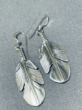 Ben Begaye (d.) Native American Navajo Sterling Silver Feather Earrings-Nativo Arts