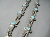 Unique!! Native American Navajo Thunderbird Turquoise Sterling Silver Squash Blossom Necklace-Nativo Arts