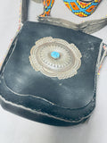 Extremely Rare Hand Beaded Vintage Native American Navajo Sterling Silver Concho Puse-Nativo Arts