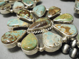 512 Grm Vintage Native American Navajo Royston Turquoise Sterling Silver Squash Blossom Necklace-Nativo Arts