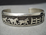 Marvelous Vintage Navajo Sterling Silver Storyteller Bracelet Native American-Nativo Arts