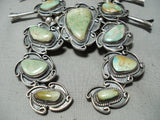 Yazzie Vintage Native American Navajo Royston Turquoise Sterling Silver Squash Blossom Necklace-Nativo Arts