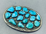 Tremendous Vintage Native American Navajo Kingman Turquoise Sterling Silver Buckle-Nativo Arts