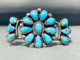 Flower Turquoise Cluster Vintage Native American Navajo Sterling Silver Bracelet-Nativo Arts