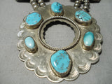 Opulent Vintage Native American Navajo Turquoise Nugget Sterling Silver Necklace-Nativo Arts