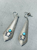 Impressive Vintage Native American Navajo Sleeping Beauty Turquoise Sterling Silver Earrings-Nativo Arts