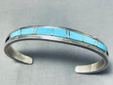 Pretty Vintage Native American Navajo Blue Gem Turquoise Sterling Silver Bracelet-Nativo Arts