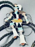 Six Inch Very Rare Vintage Native American Zuni Turquoise Sterling Silver Hoop Dancer Bolo Tie-Nativo Arts