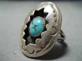 Amazing Vintage Native American Navajo Pillow Sterling Silver Turquoise Ring-Nativo Arts
