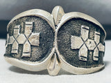 Heavy Vintage Native American Navajo Cross Sterling Silver Bracelet Cuff-Nativo Arts