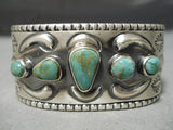Heavy Jeff James Native American Navajo Royston Turquoise Sterling Silver Bracelet-Nativo Arts