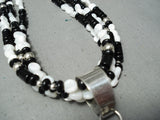 Native American Very Important Dan Coriz Santo Domingo Sterling Silver Black White Necklace-Nativo Arts
