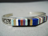 Native American One Of The Most Precise Protruding Inlay Turquoise Sterling Silver Bracelet-Nativo Arts