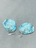Native American Fabulous Santo Domingo Large Turquoise Slab Sterling Silver Earrings-Nativo Arts