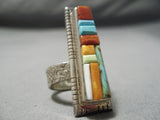 Museum Vintage Native American Navajo Turquoise Inlay Sterling Silver Ring-Nativo Arts