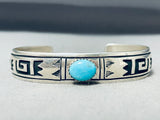 Incredible Native American Navajo Singer Turquoise Sterling Silver Geometric Designs Bracelet-Nativo Arts