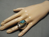So Heavy!! Vintage Men's Navajo Turquoise Sterling Silver Native American Ring-Nativo Arts