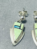 Fabulous Vintage Native American Navajo Gaspeite Sterling Silver Earrings-Nativo Arts