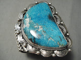 Colossal Navajo Blue Diamond Turquoise Sterling Silver Native American Bracelet-Nativo Arts