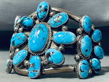 One Of The Best Ever Vintage Native American Navajo Cluster Turquoise Sterling Silver Bracelet-Nativo Arts