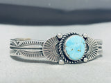 Exceptional Native American Navajo Kingman Turquoise Sterling Silver Bracelet G.hale-Nativo Arts