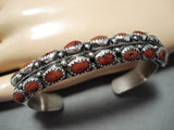 Remarkable Signed Native American Navajo Corals Sterling Silver Bracelet-Nativo Arts