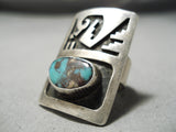 Important Vintage Native American Hopi Bob Sekakuku Turquoise Sterling Silver Ring Old-Nativo Arts