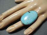 Fantastic Vintage Native American Navajo Easter Blue Turquoise Sterling Silver Ring-Nativo Arts