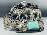 Wolf Pack Vintage Native American Navajo Amethyst Turquoise Sterling Silver Bracelet-Nativo Arts
