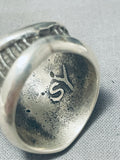 Heavy 4 Directions Vintage Native American Navajo Sterling Silver Yazzie Ring-Nativo Arts