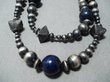 Spectacular Navajo Lapis Sterling Silver Necklace Native American-Nativo Arts